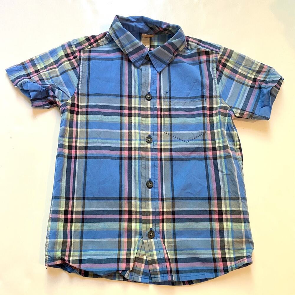 Tea Collection Blue Plaid Button Down Shirt